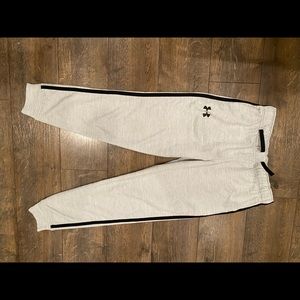 Light grey under armor sweat pants. Youth medium